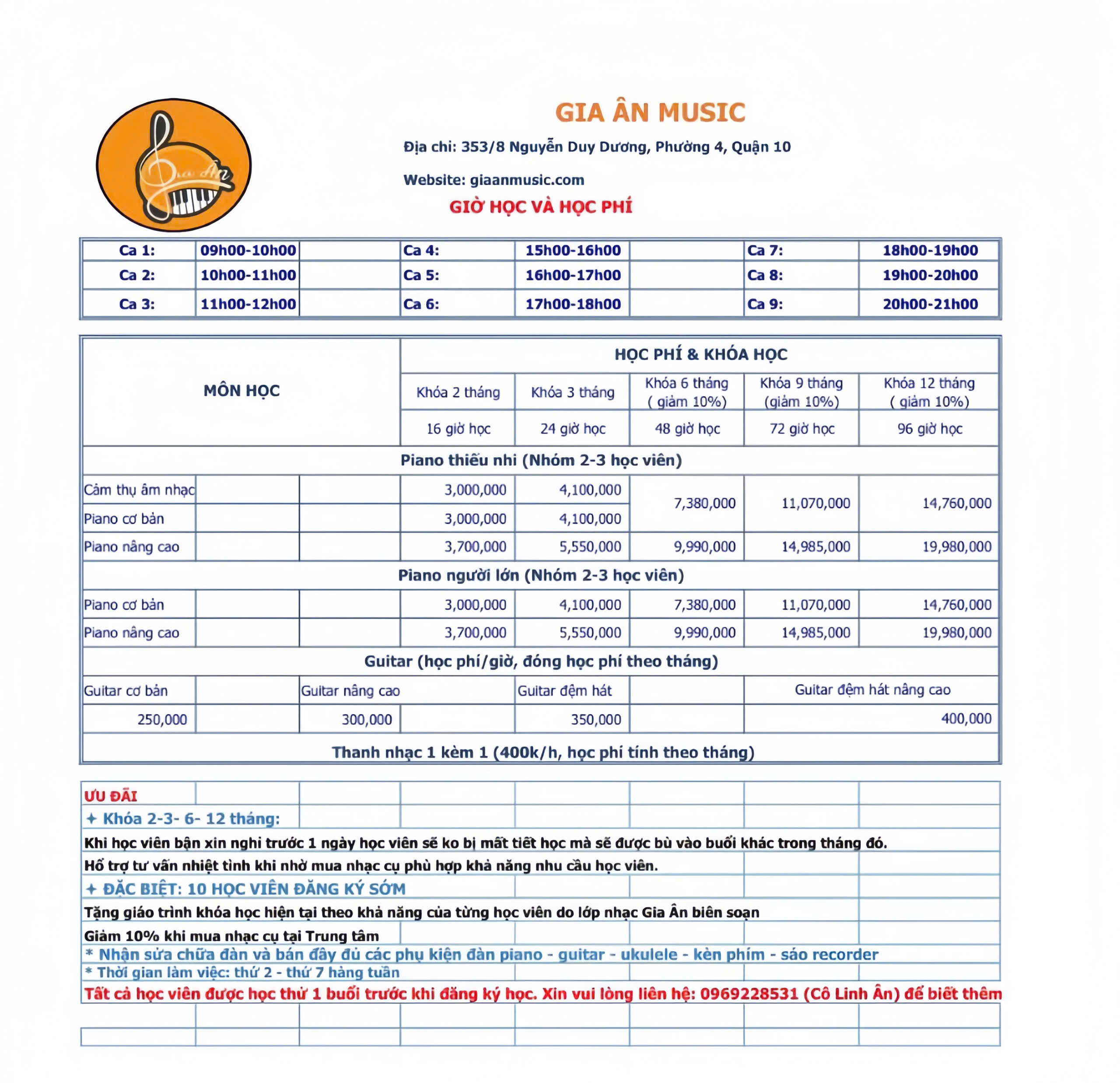 GIA ÂN MUSIC | LỚP DẠY NHẠC QUẬN 10 | NHẠC CỤ QUẬN 10